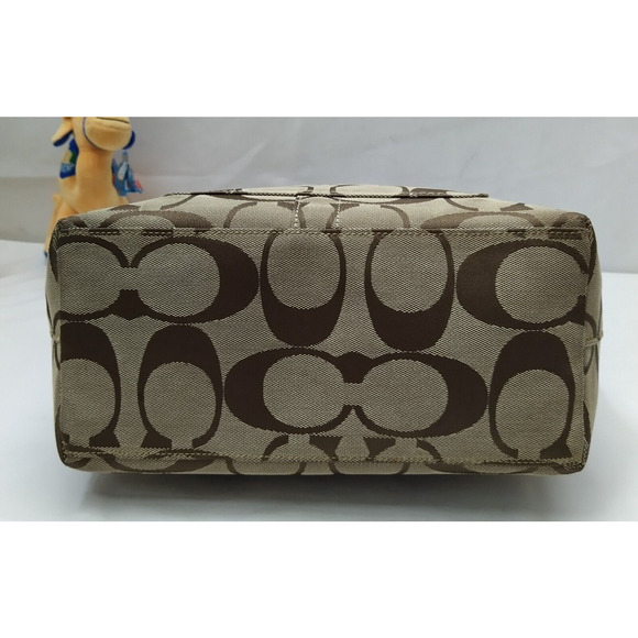 Coach Chelsea Signature Brown Canvas Leather Trim Zipper Hobo Shoulder Bag - Picture 6 of 16